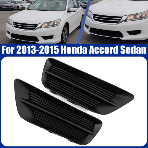 Front Bumper Fog Light Black Grille Covers for 2013-2015 for Honda Accord Sedan