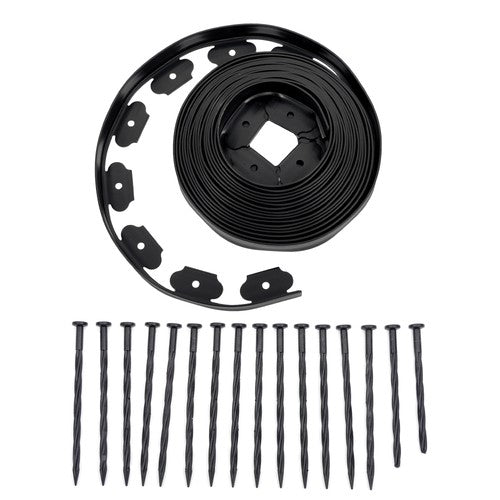40FT Garden Edge Lawn Grass Stone Isolation Strip 16pcs Anchoring Spik US