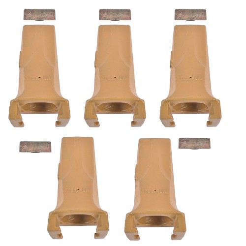 5x V17SYL Dirt Teeth V Style Bucket Tooth w/ V17PN Flex Pins Yellow Alloy Steel