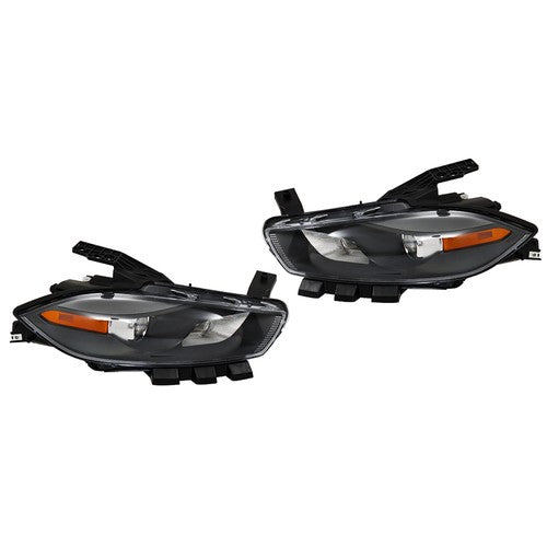 Fit For Dodge Dart 2013-2016 LH+RH Headlights Replacement Halogen Black Housing