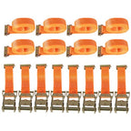 2 "x 20' 4000 lb E-Track Ratchet Straps Orange Heavy Duty Tie Downs New 8 Set