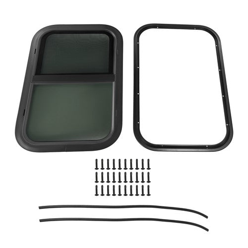 2PCS Universal 16" x 25" Horizontal Slider RV Window For Cargo Trailer W/ Screen