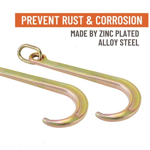 (2) 15 Inch J Hook Chain Link Tow Axle Strap Wrecker Clevis WLL G70 5400LBS