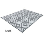 9x12ft Waterproof Outdoor Rug Outdoor Plastic Straw Rug For Camping Gray White