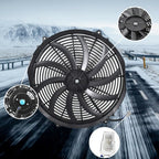 BLACK 16" Electric Radiator Fan High 3000 Cfm Thermostat Wiring Switch Relay Kit