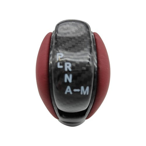 3491080B0A Shift Knob for Nissan GTR R35 Red Leather Carbon Fiber 2009-2021
