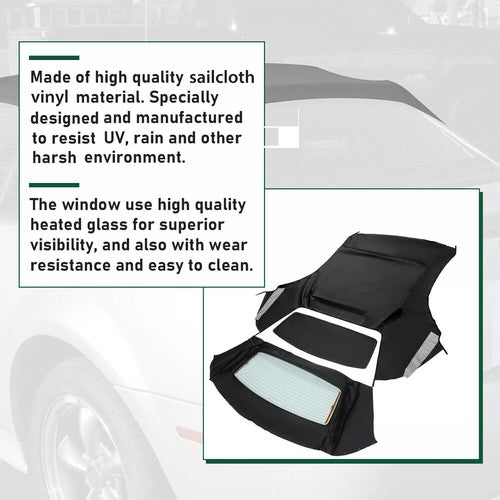 For Ford Mustang 1994-2004 Convertible Soft Top w/ Heated Glass Window Sailcloth