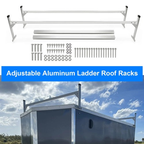Cargo Adjustable Roof Mount Ladder Rack 4-8.5 Feet for Enclosed Opened Trailer
