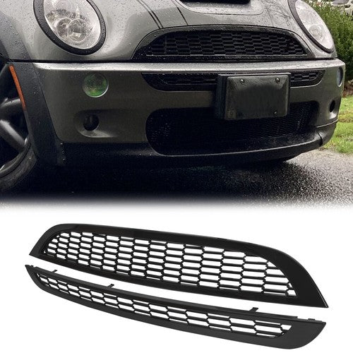 Honeycomb Mesh Front Grille Upper Lower For 2002 06 Mini Cooper S R50 R52 R53
