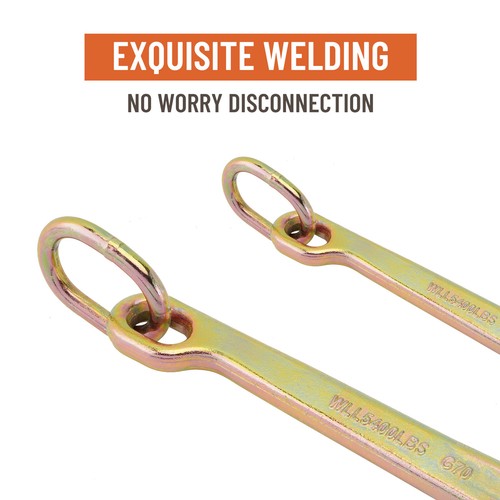 (2) 15 Inch J Hook Chain Link Tow Axle Strap Wrecker Clevis WLL G70 5400LBS