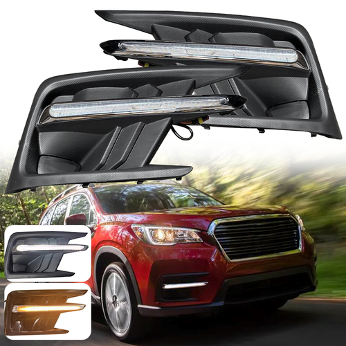 Fog Light Covers W/LED White DRL Yellow Turn Signal for 19-22 Subaru Ascent