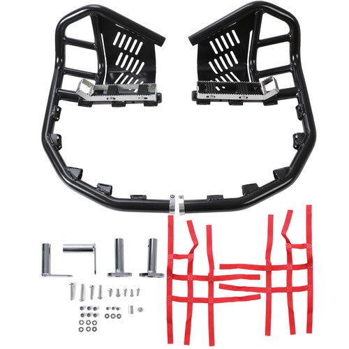 Nerf Bars Heel Guards Side Steps For Honda TRX450R 450ER Red Nets Black Nerfs