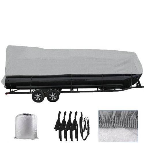 21-24FT Waterproof Boat Cover Trailerable Pontoon Dust Resistant Gray-Color