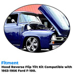 Hood Flip Tilt Combo Kit Stainless Steel Rubber For Ford F100 F 100 1953-1956