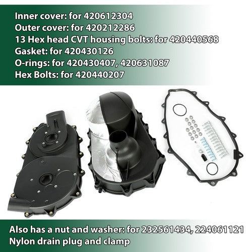 For Can Am Maverick 1000R Drive Clutch Belt Cover CVT Kit Belt Box Set 2014-2020