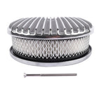 12" Oval Fully Finned Polished Aluminum Air Cleaner For Classic Chevy Ford Mopar