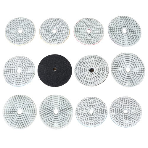 12PCS Diamond Polishing Pads Wet Dry 4 Inch Set Kit For Granite Concrete Marble