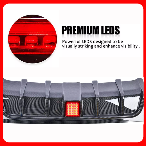 Rear Bumper Diffuser Lip LED Brake DRL Light for 2018-2023 for Infiniti Q50