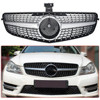 Front Grille Silver Accent For 2008-2014 Mercedes Benz W204 Class C250 C300 C350