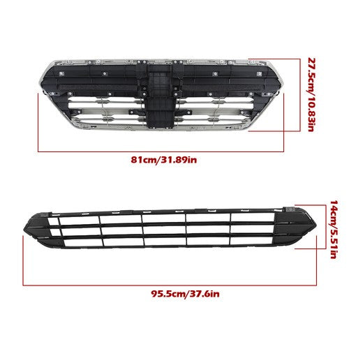 Plastic Front Upper & Lower Grilles 2 Pcs Fit For Subaru Outback 2015-2017
