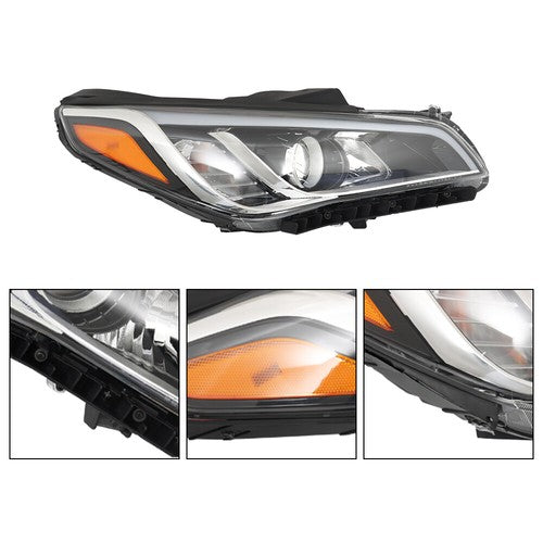 For Hyundai Sonata 2015-2017 Headlight Right Side Single Halogen RH Clear Lens