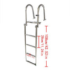 New Stainless Steel Telescoping Boat Ladder 4 Step Foldable Hand armrest