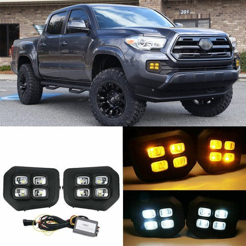 4-Eyes DRL LED White&Amber Fog lights Turn signal for 2016-2022 for Toyota Tacoma