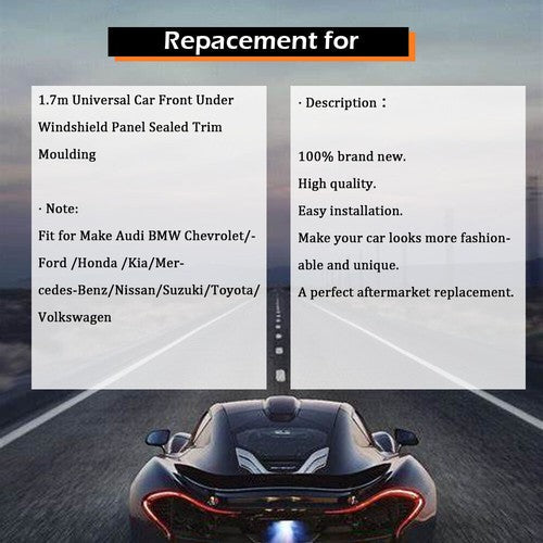 Universal Car Front Under Windshield Panel Sealed Trim Moulding Rubber Strips