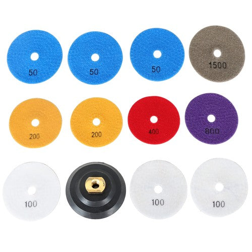 12PCS Diamond Polishing Pads Wet Dry 4 Inch Set Kit For Granite Concrete Marble