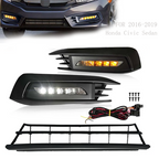 Front Bumper Lower Grille & DRL Fog Light Lamp for 2016-2018 for Honda Civic