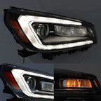 Headlight For GMC Acadia 2013-2015 16 Driver&Passenger Halogen w/LED Tube Black