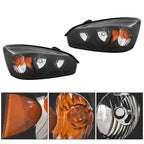 RH & LH Headlights Headlamps Housing Halogen Black For Chevy Malibu 2004-2008
