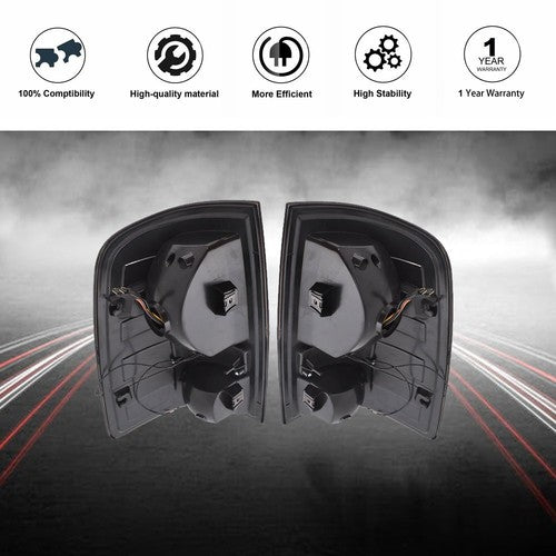 Black Housing Smoked Lens Tail Lights Brake Lamps Fit For Dodge Ram 1500 09-18