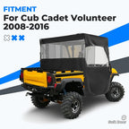 Soft Doors Full Cabin Cab Enclosure for Cub Cadet Volunteer 2008-2016 Rear Panel
