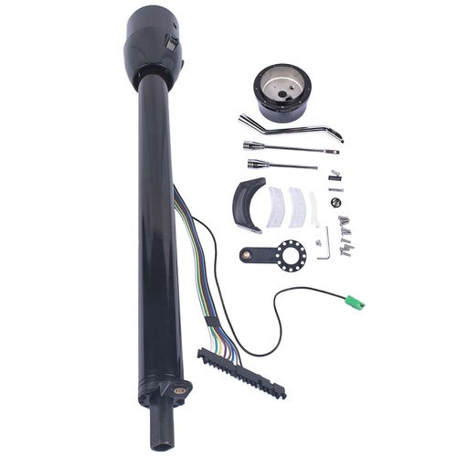 32" Automatic Column Shift Tilt Steering Column No Key & Wheel Adapter Black