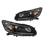 Projector Headlights Halogen Headlamps Set for 2013-2015 for Honda Accord Sedan