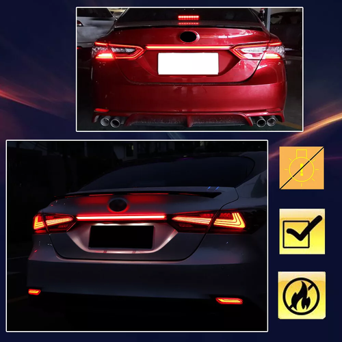 LED Dynamic Rear Red Lens Turn Signal Tail Light for Toyota Camry 2018-2024