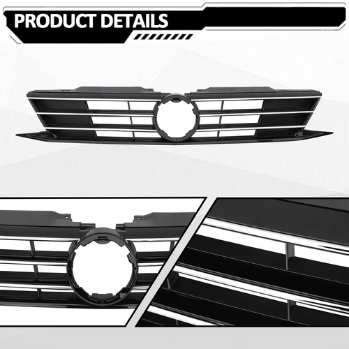 Front Bumper Chrome Grille Grill for 2015-2018 for VW for Volkswagen Jetta