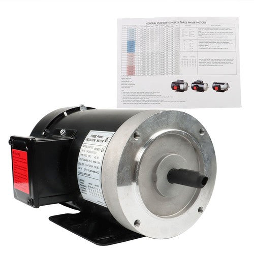 New 2 HP General Electric Motor 3 Phase 56C Frame 1800 RPM TEFC 230 / 460 Volt