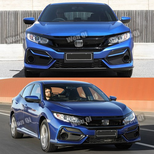Front Bumper Glossy Black Grille Grill for 2019-21 Honda Civic Sedan Matte Mesh