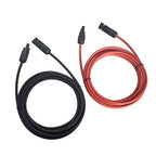 1Pair Solar Panel Extension Cable Wire Connector 12AWG 10ft Black + Red