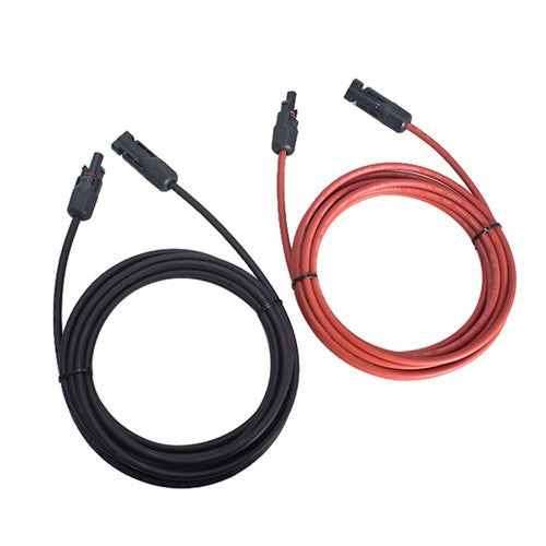 1Pair Solar Panel Extension Cable Wire Connector 12AWG 10ft Black + Red