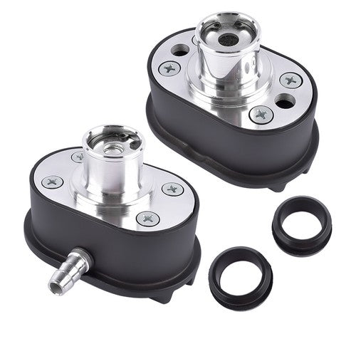 Oval Finned Black Aluminum Push-in Breather & PCV Kit 1-1/4" Valve Cover Holes