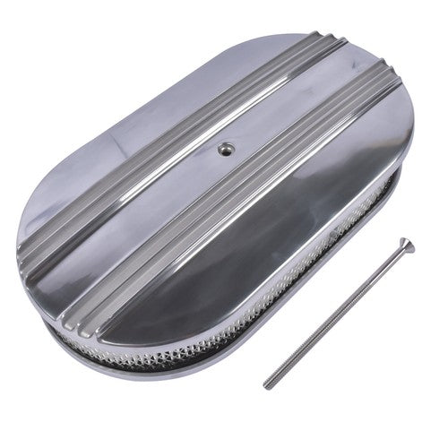 15" Oval Half Finned Polished Aluminum Air Cleaner Filter For Chevy SBC BBC 400