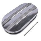 15" Oval Half Finned Polished Aluminum Air Cleaner Filter For Chevy SBC BBC 400