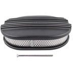 Black Cast Aluminum Half Finned 12″ Air Cleaner Assembly for Chevy Mopar Classic