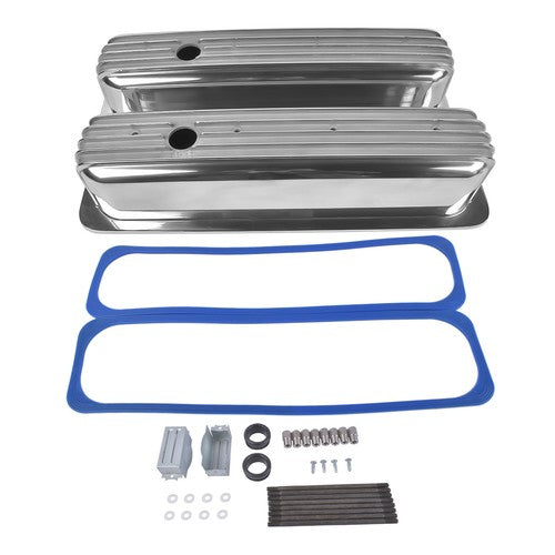 Finned Aluminum Tall Valve Covers w/ Center Bolt for Chevy SBC 5.0L-5.7L 350 450
