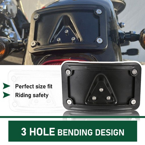 Curved Laydown License Plate Mount Bracket For Harley Sportster Dyna Softail
