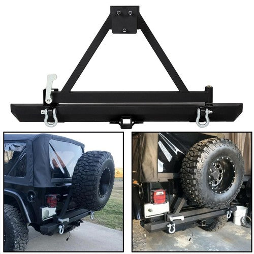 Rear Bumper With Tire Carrier D Ring For Jeep Wrangler YJ 87 96 TJ 97 06