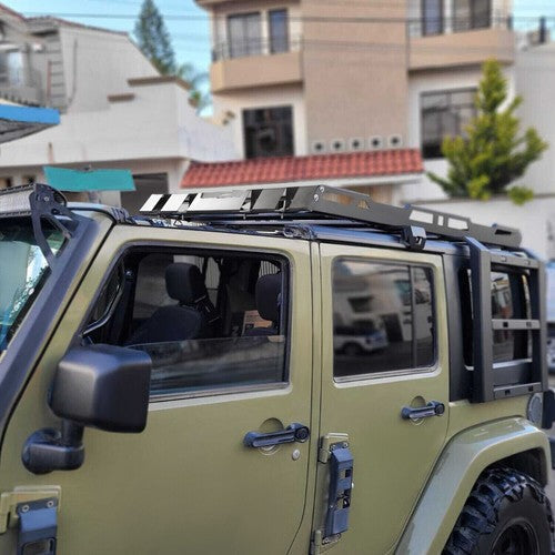 Roof Rack Cargo Carrier Luggage W/ 2 Ladders For Jeep Wrangler JK 4-Door 2007-18